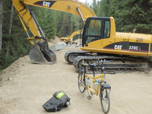 We walked all of the gear and the bike to the other side before assembly.